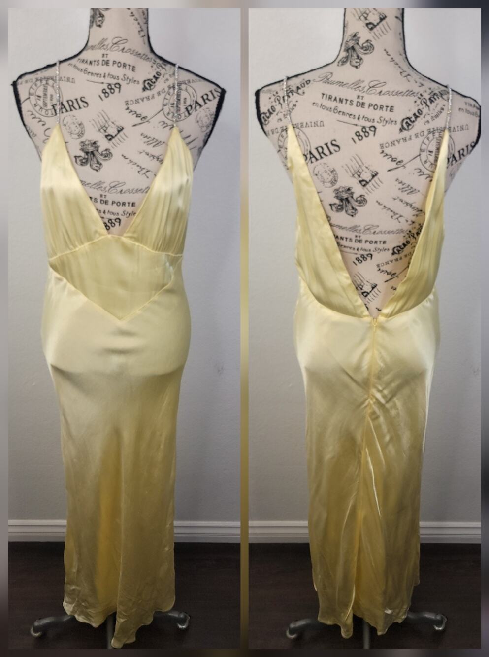 BARDOT Capri Diamonte Slip Dress M Yellow Mermaid Fairytale Embellished Revolve